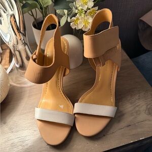Enzo Angiolini Tan and White Heels